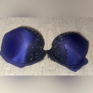 Victoria Secret Blue Rhinestone Bombshell Push Up Bra
